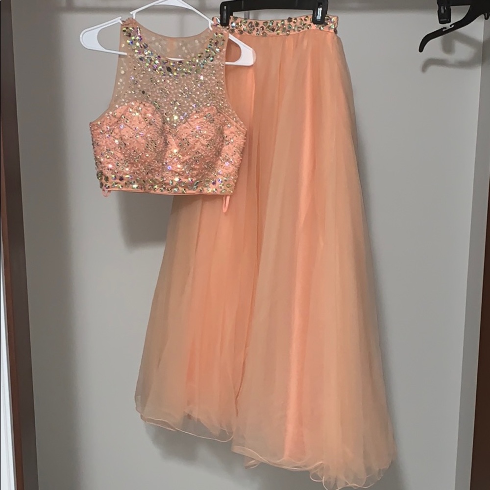 DONATED Blush by Alexandria 2 Piece Coral Prom Dress - Picture 5 of 8